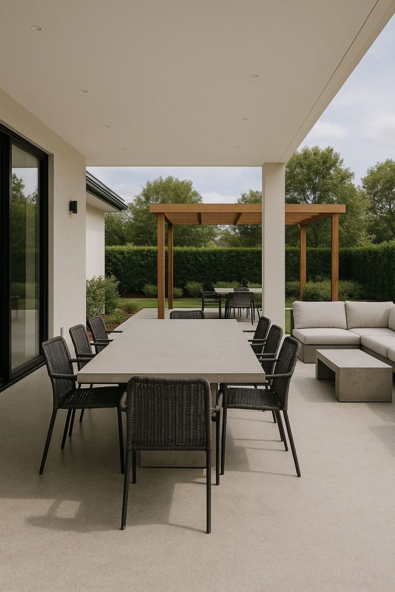Outdoor-entertaining-with-polished-concrete-flooring-Albury